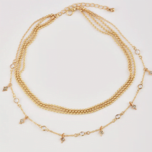 Choker de cuentas multicapa dorada